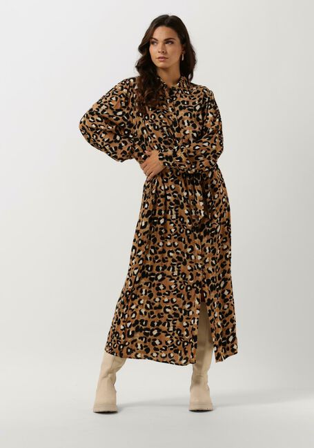Braune COLOURFUL REBEL Maxikleid KERA LEOPARD MAXI SHIRT DRESS - large