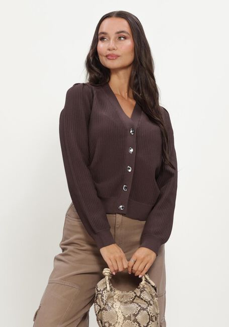 Braune OBJECT Strickjacke OBJORANA L/S RE KNIT CARDIGAN - large