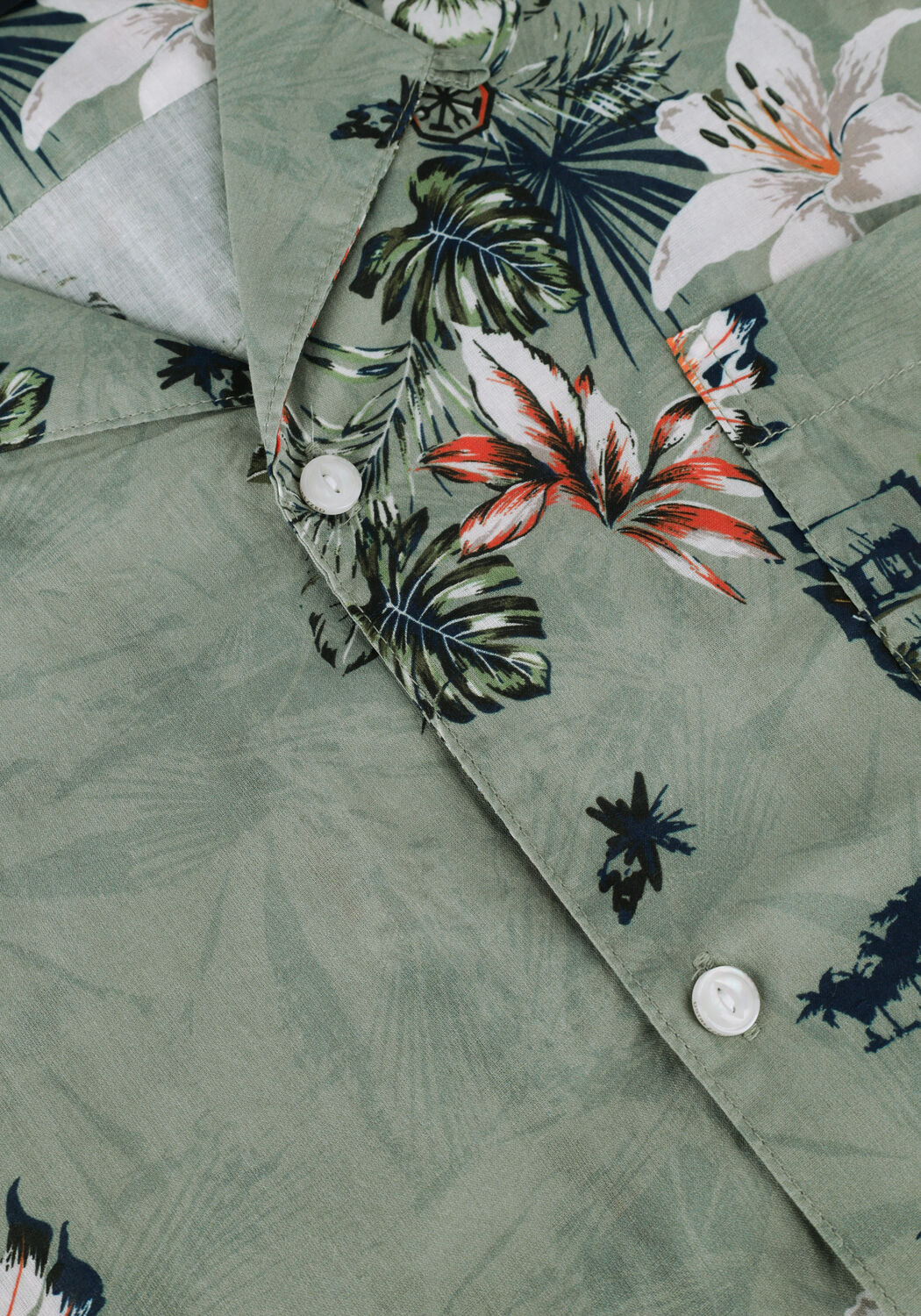 Gr&uuml;ne DSTREZZED Casual-Oberhemd RESORT SHIRT S/S TROPICAL MIX VOILE - large