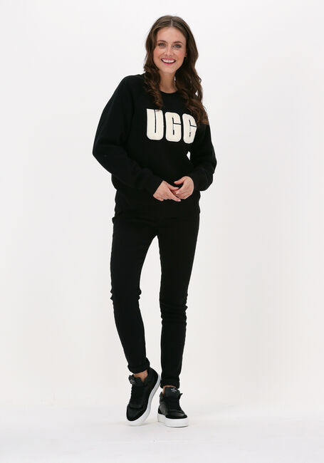 Schwarze UGG Sweatshirt W MADELINE FUZZY LOGO CREWNECK - large
