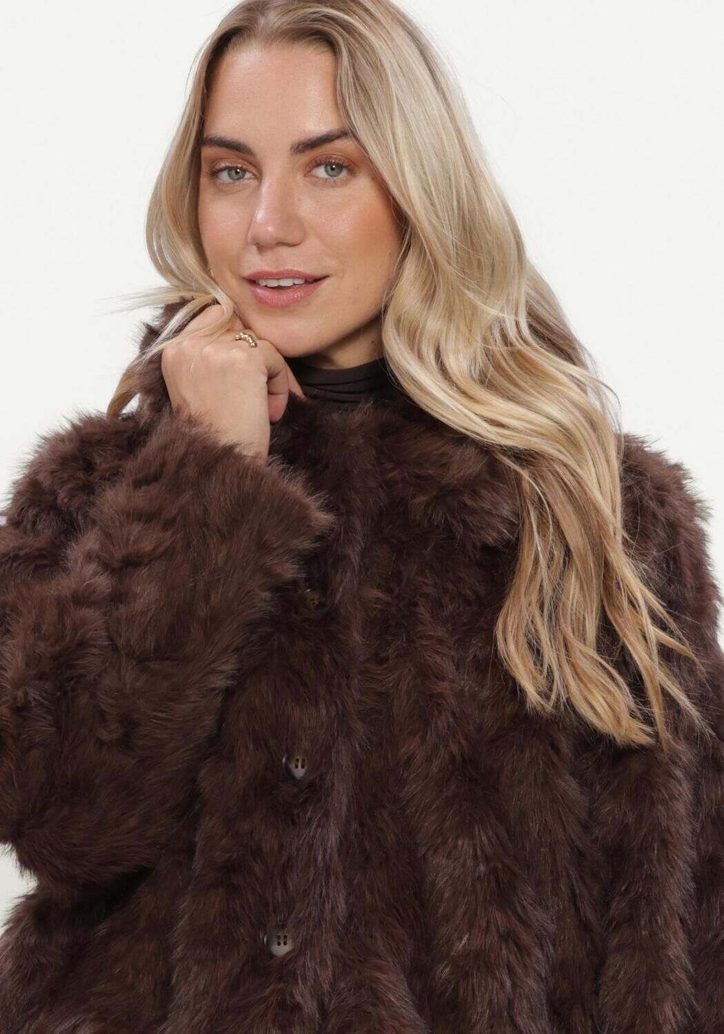 Braune SUMMUM Fake-Fur-Jack JACKET SOFT FAUX FUR - large