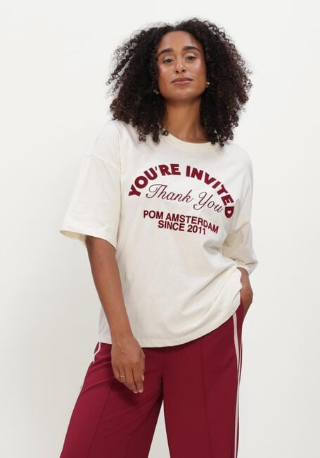 Creme POM AMSTERDAM T-shirt TESS YOU'RE INVITED - large