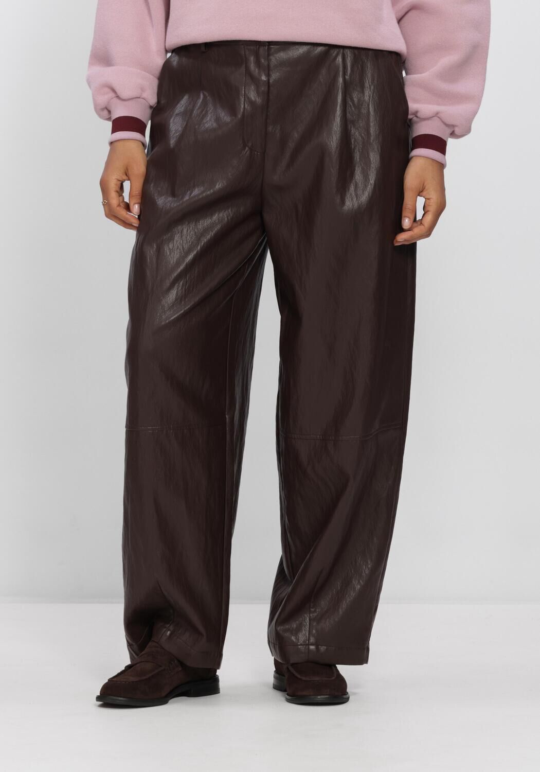 Braune SUMMUM Weite Hose BALLOON TROUSER SOFT FAUX LEATHE - large