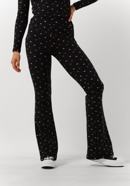 Schwarze COLOURFUL REBEL Schlaghose LIPS PEACHED FLARE PANTS - large