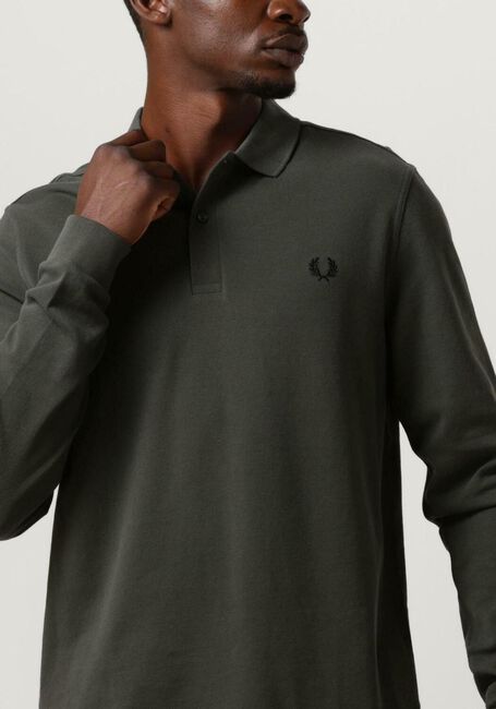 Olive FRED PERRY Polo-Shirt LONG SLEEVE PLAIN FRED PERRY SHIRT - large