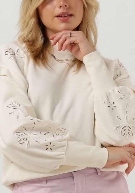Creme SCOTCH & SODA Sweatshirt PUFF SLEEVE EMBROIDERY SWEATSHIRT - large