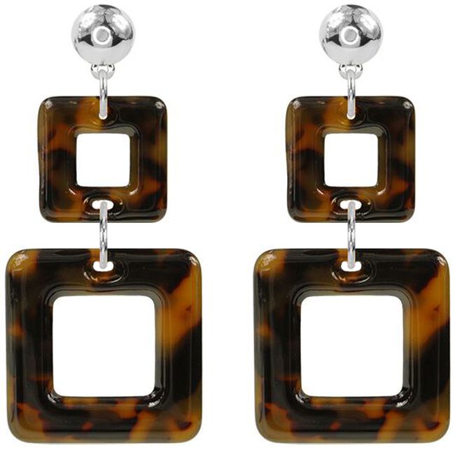 Braune MY JEWELLERY Ohrringe DOUBLE SQUARE EARRINGS - large