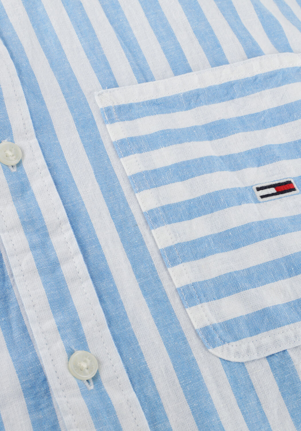 Hellblau TOMMY JEANS Casual-Oberhemd TJM RLX SS STRIPE LINEN SHIRT - large