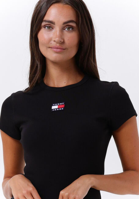 Schwarze TOMMY JEANS Top TJW BABY RIB CENTER BADGE - large