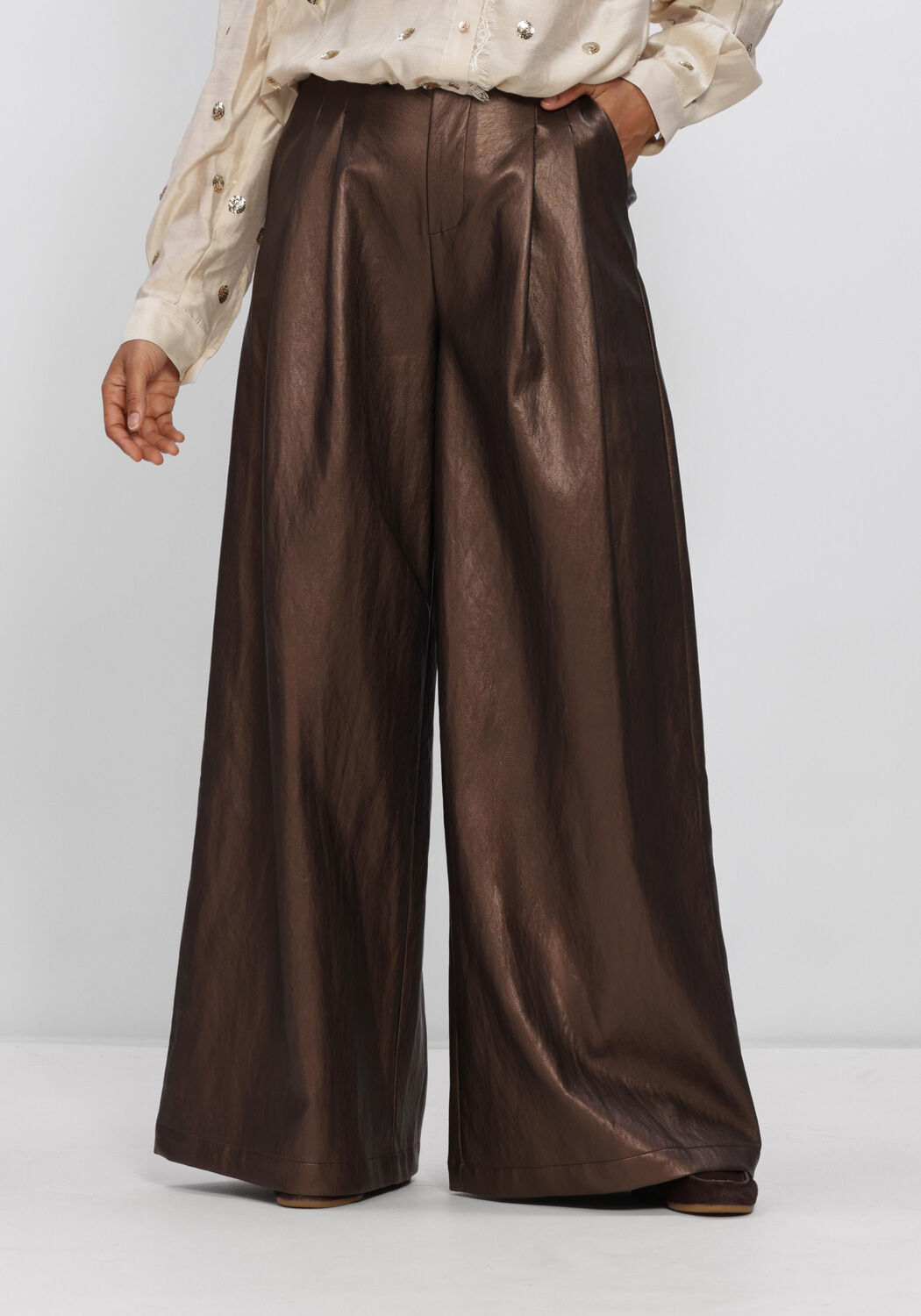 Braune NUKUS Weite Hose BODINE PANTS PU - large