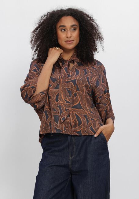 Braune SUMMUM Blusen TOP ABSTRACT FLOWERS - large