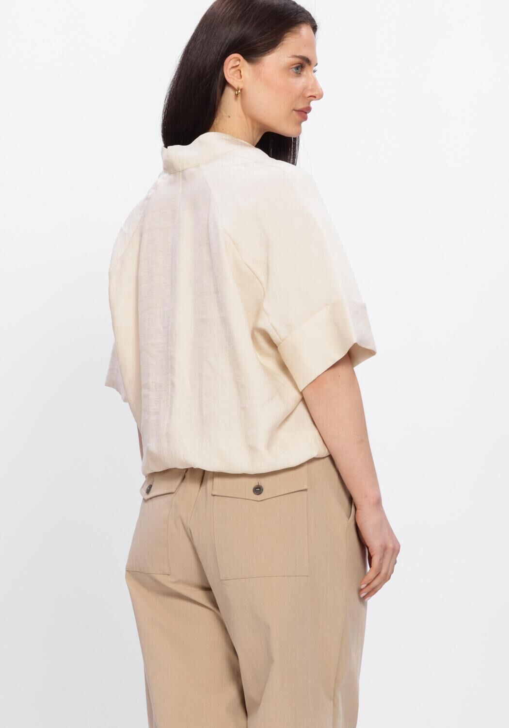 Nicht-gerade weiss SUMMUM Tops & T-shirts TOP SHORTS SLEEVES MODAL LINEN BLEND - large