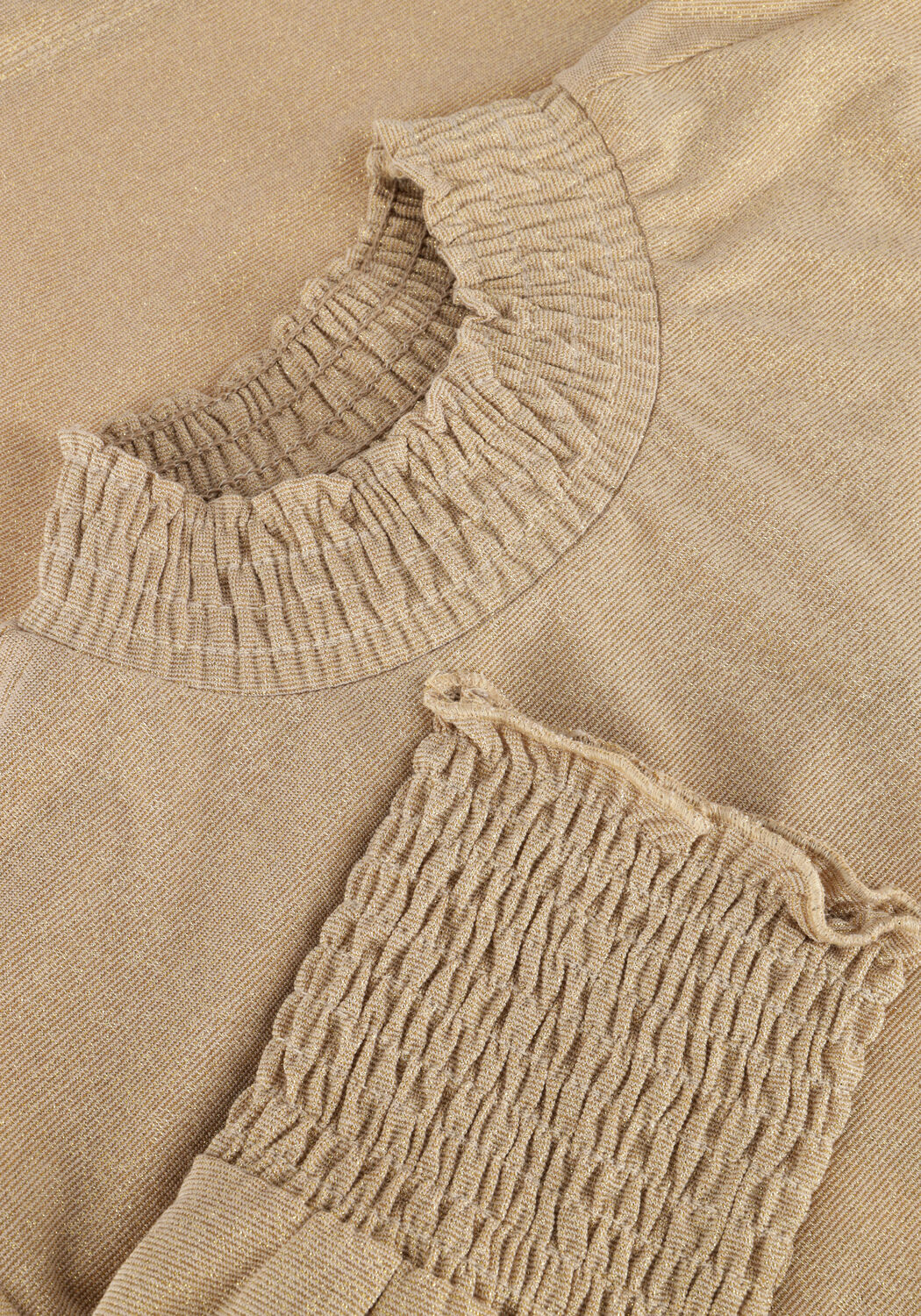 Beige SUMMUM Top SMOCKED TOP FINE LUREX JERSEY - large