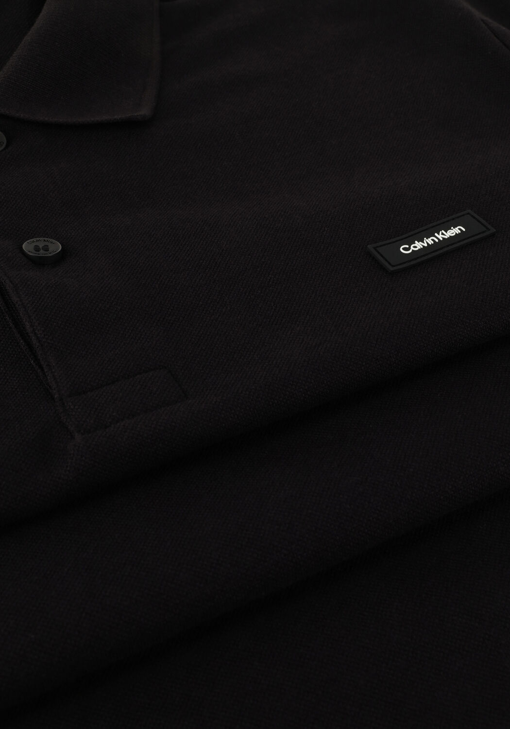 Schwarze CALVIN KLEIN Polo-Shirt STRETCH PIQUE SLIM BUTTON POLO - large