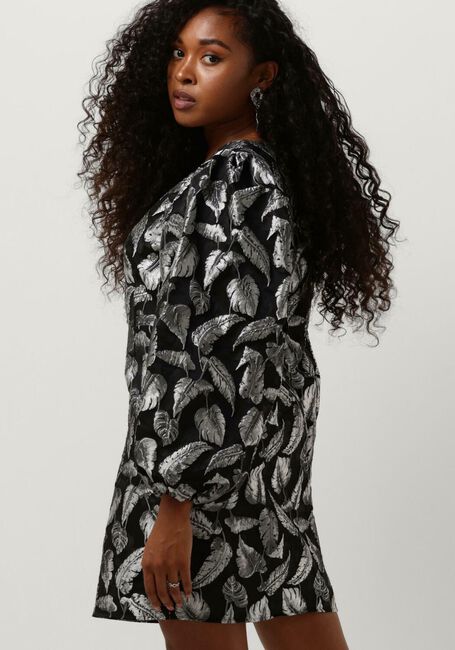 Silberne SELECTED FEMME Minikleid SLFPAULA SILVER LEAF LS SHORT DRESS - large