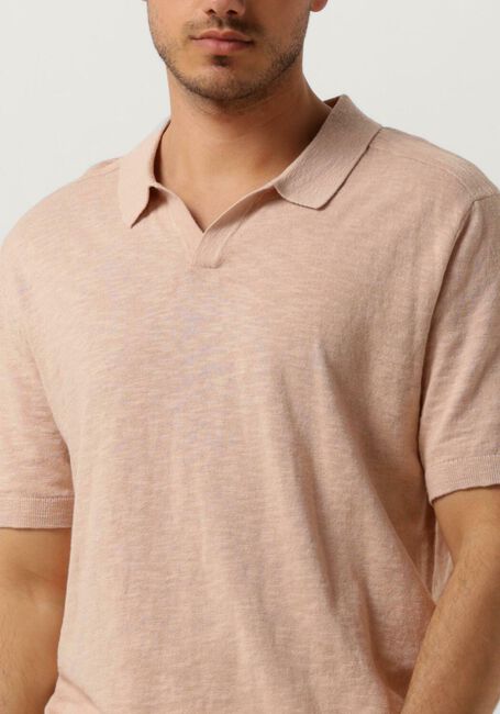 Orangene SELECTED HOMME Polo-Shirt SLHBERG LINEN SS KNIT OPEN POLO - large