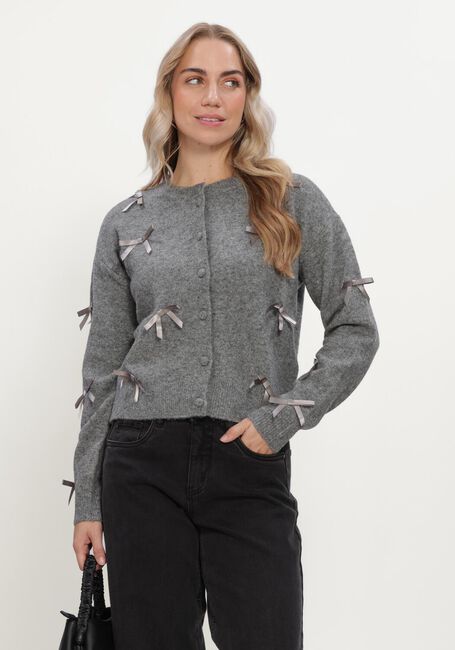 Graue Y.A.S. Strickjacke YASFRILO LS BOW KNIT CARDIGAN - large