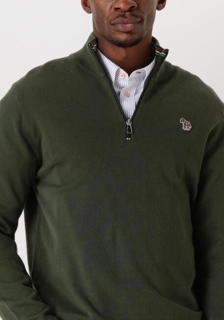 Grüne PS PAUL SMITH Pullover MENS SWEATER ZIP NECK ZEB BAD - large
