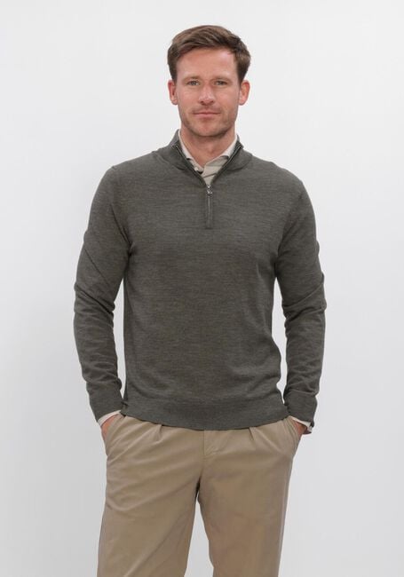 Dunkelgr&uuml;n PROFUOMO Pullover PULLOVER HALF ZIP EXTRAFINE MERINO - large