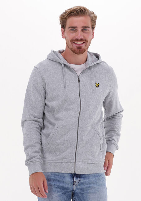Hellgrau LYLE & SCOTT Strickjacke ZIP TROUGH HOODIE - large