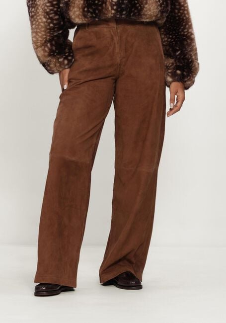 Braune STUDIO AR Hose DAVINA GOAT SUEDE - large