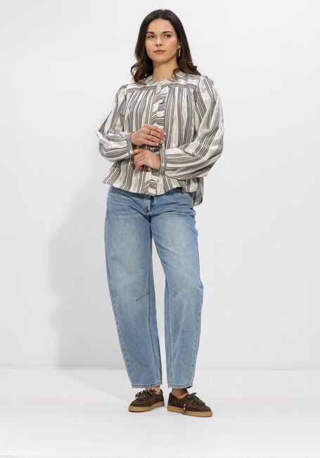 Silberne SUMMUM Blusen BLOUSE SILVER STRIPE - large