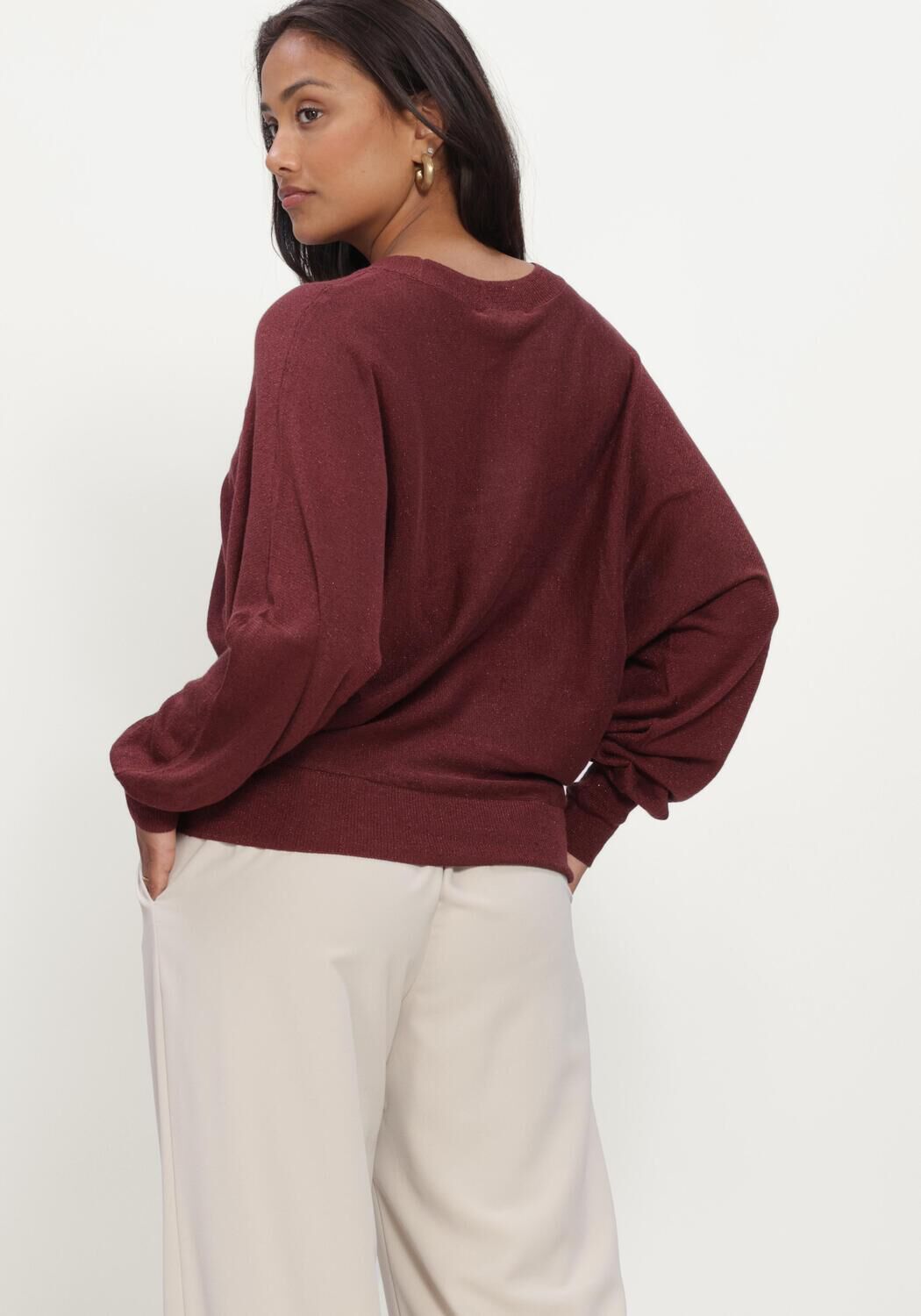 Bordeaux MINUS Pullover MSDANA METALLIC BAT SLEEVE PULLOVER - large