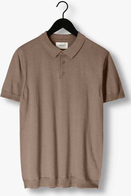 Taupe PURE PATH Polo-Shirt KNIT POLO WITH CHESTPRINT - large