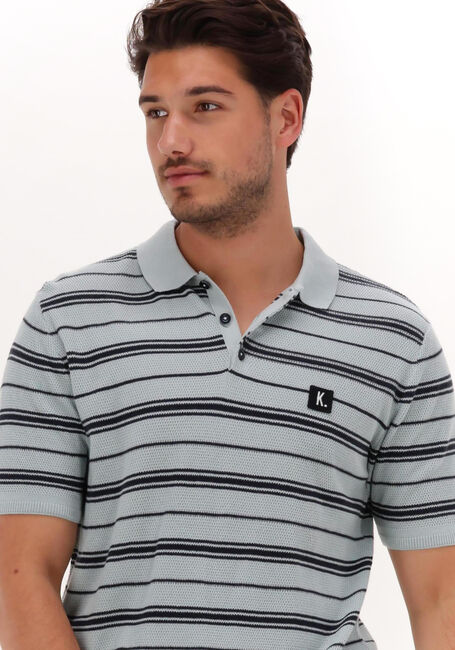 Hellblau KULTIVATE Polo-Shirt PL KONOS STRIPES - large