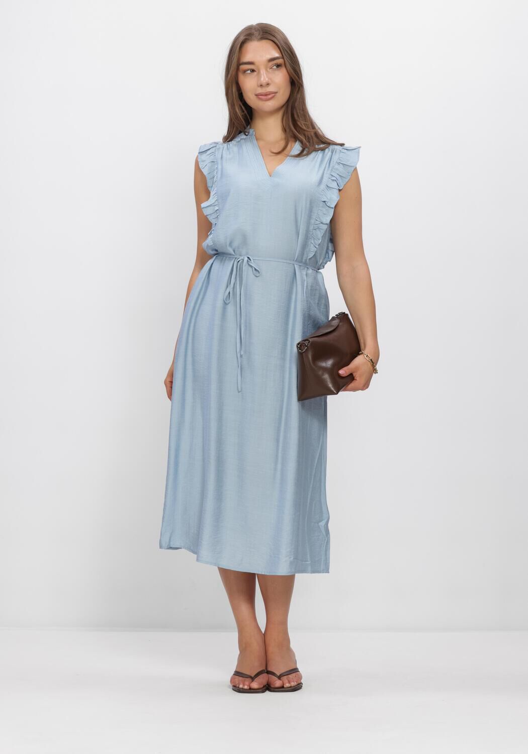 Hellblau CO'COUTURE Maxikleid HERACC FRILL SS V-DRESS - large