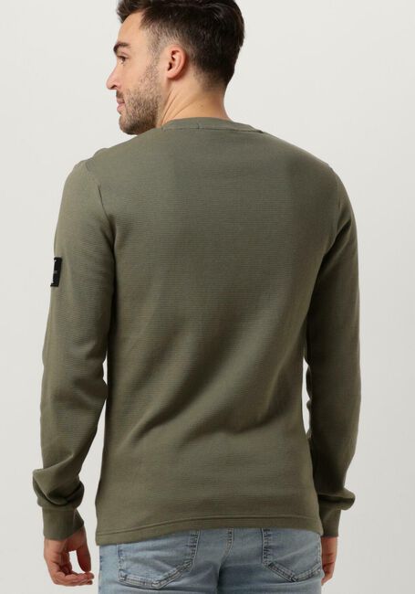 Olive CALVIN KLEIN Pullover BADGE WAFFLE LS TEE - large
