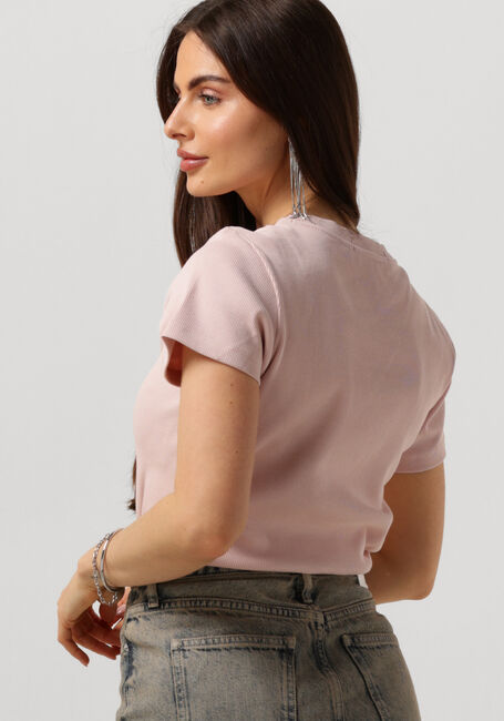 Hell-Pink CALVIN KLEIN T-shirt WOVEN LABEL RIB SLIM TEE - large