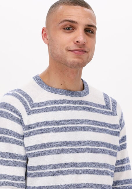 Blaue SCOTCH & SODA Pullover STRUCTURED KNIT LINEN-BLEND CREWNECK PULLOVER - large