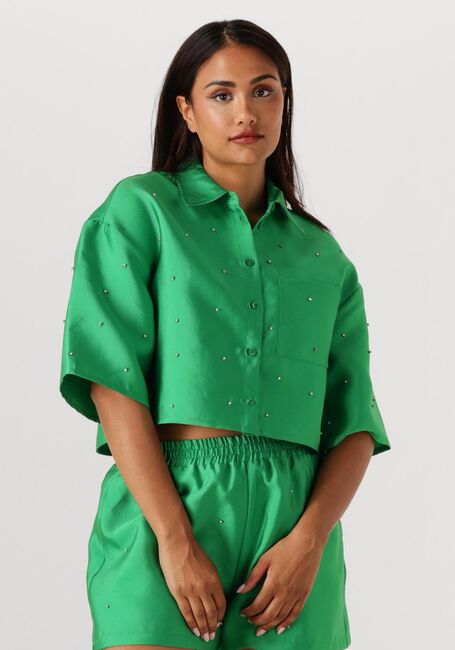 Grüne ALIX THE LABEL Blusen LADIES WOVEN EMBELLISHED SATIN BLOUSE - large