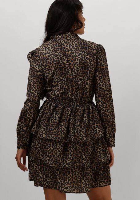 Braune COLOURFUL REBEL Minikleid SACHA LEOPARD SHIRT DRESS LS - large