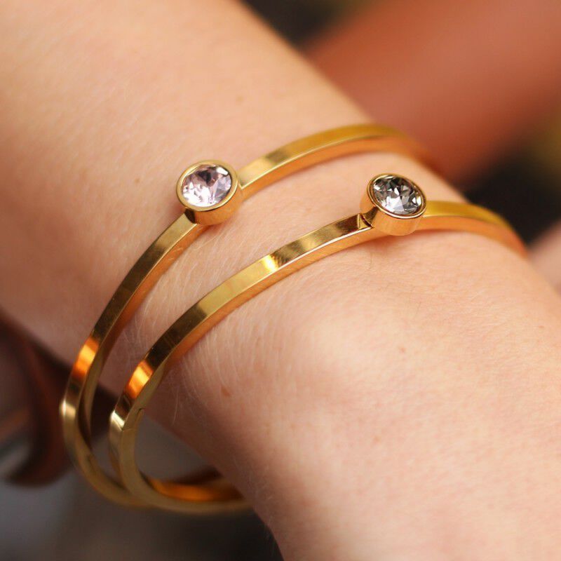 Goldfarbig MY JEWELLERY Armb&auml;nder LITTLE STONE BANGLE - large