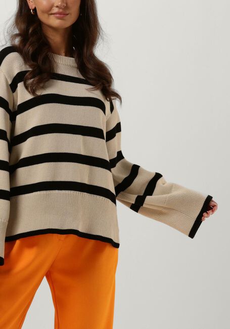 Schwarze MODSTRÖM Pullover CORBIN MD STRIPE O-NECK - large