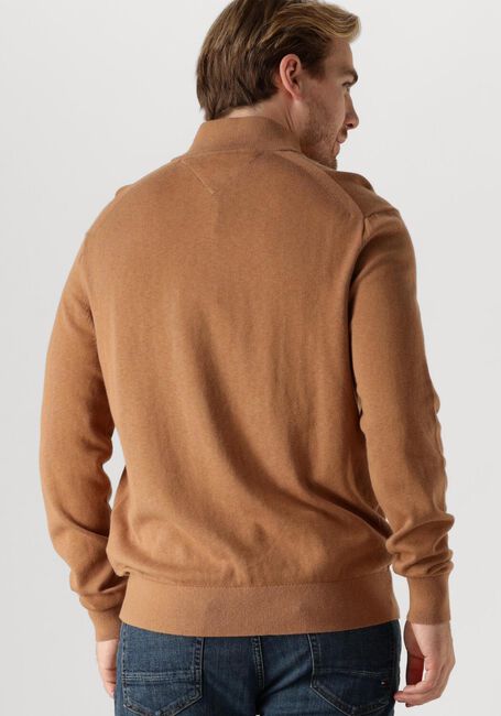 Camelfarbene TOMMY HILFIGER Pullover PIMA ORG CTN CASHMERE ZIP MOCK - large