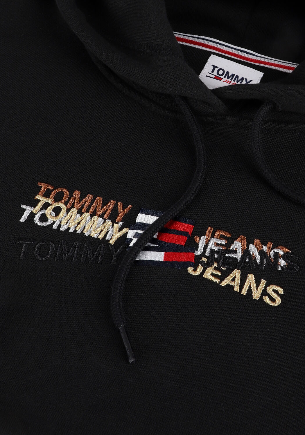 Schwarze TOMMY JEANS Sweatshirt TJW RLXD LINEAR OVERLAY HOODIE - large