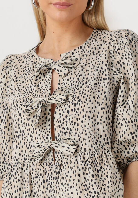 Beige COLOURFUL REBEL Blusen LINA CHEETAH BOW TOP - large