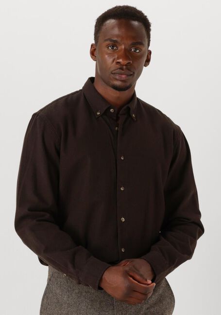 Braune SELECTED MEN Casual-Oberhemd SLHREGNOAG MIX BDWN LS SHIRT CAMP - large