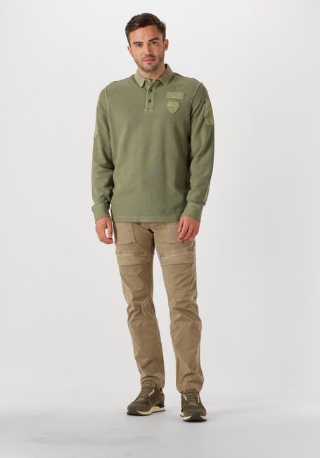 Grüne PME LEGEND Polo-Shirt LONG SLEEVE POLO STRUCTURED PIQUE GARMENT DYED - large