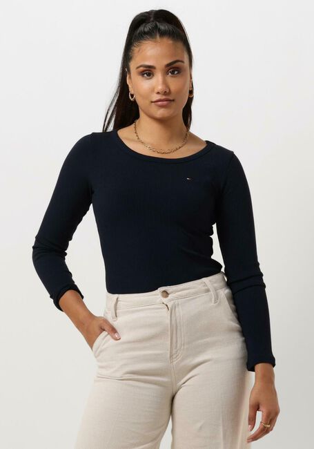 Dunkelblau TOMMY HILFIGER Top SLIM 5X2 RIB O-NK LS - large