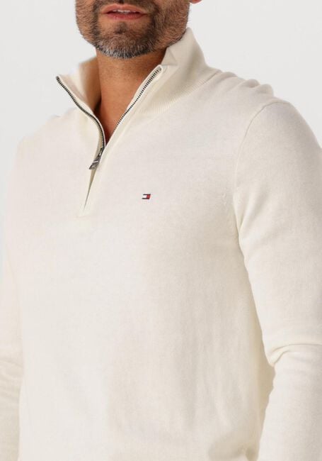 Ecru TOMMY HILFIGER Pullover PIMA ORG CTN CASHMERE ZIP MOCK - large
