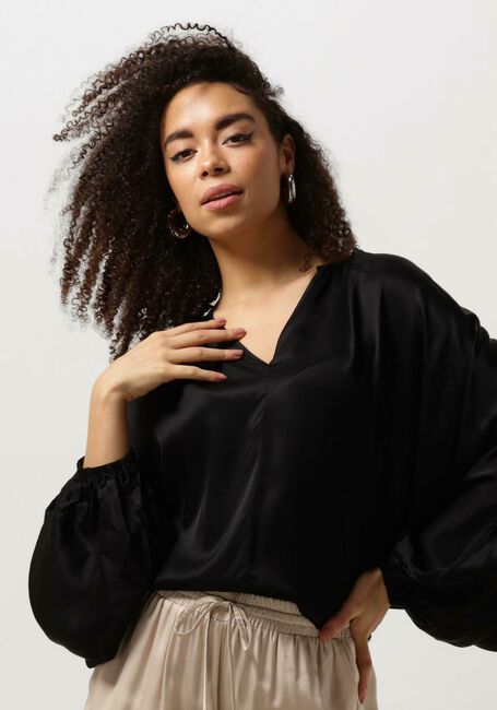 Schwarze RESORT FINEST Blusen SATIN BALLOON BLOUSE - large