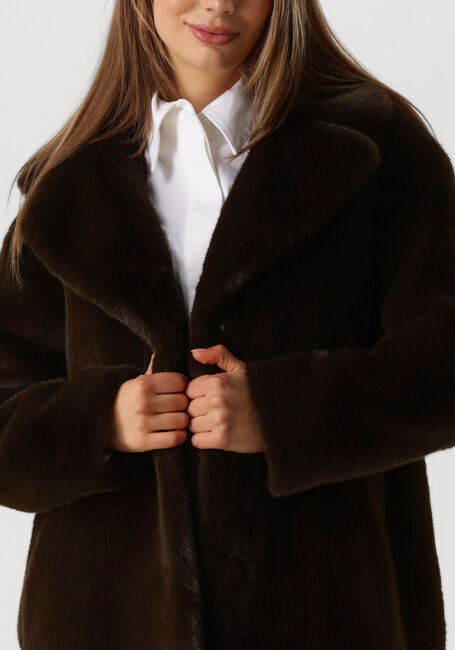 Braune STAND STUDIO Fake-Fur-Jack CAMILLE COCOON COAT - large