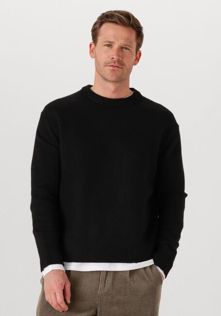 Schwarze SELECTED MEN Pullover SLHARNE LS KNIT RELAXED WOOL CREW NECK - large