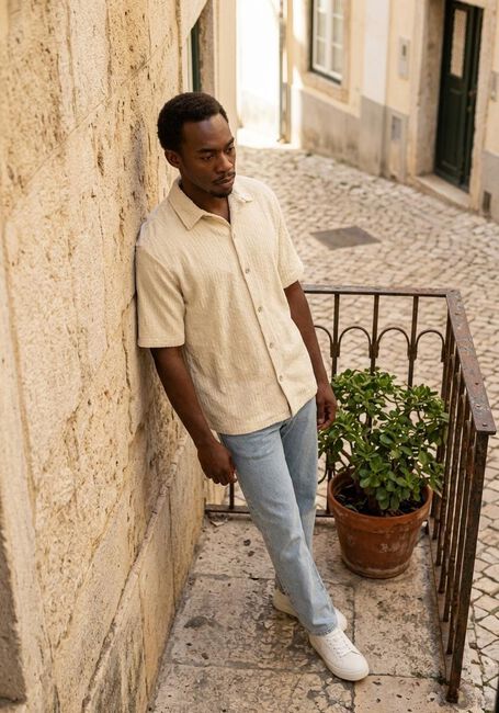 Ecru THE GOODPEOPLE Casual-Oberhemd SOFTSUN - large