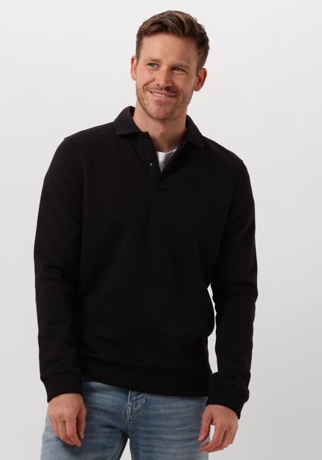 Schwarze PME LEGEND Pullover & Cardigans HALF BUTTON COLLAR SOFT BRUSHED FLEECE - large