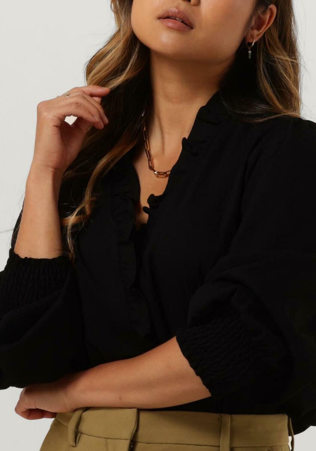 Schwarze CO'COUTURE Blusen SUEDA FRILL SHIRT - large